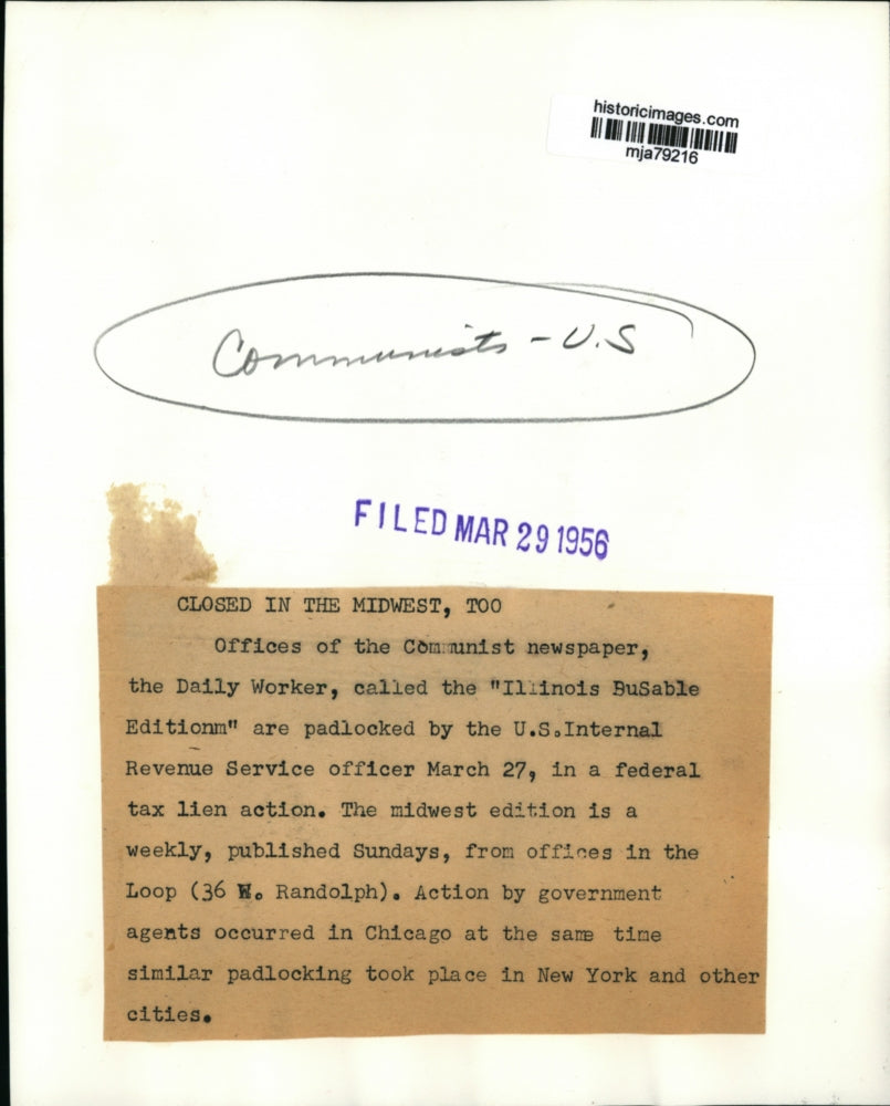 1956 Press Photo Offices across the country shut down by the US Internal Revenue