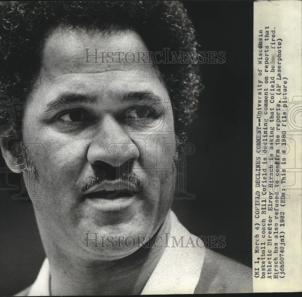 1980 Press Photo University of Wisconsin basketball coach Bill Cofield- Historic Images