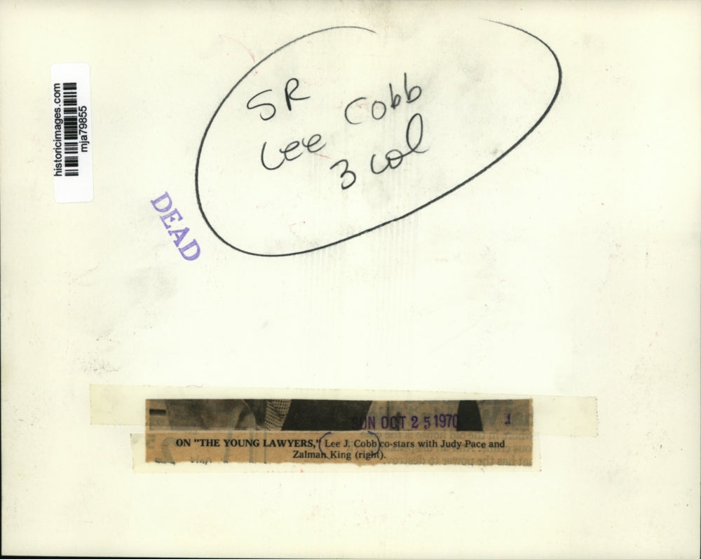 1970 Photo Lee J. Cobb, Judy Pace and Zalman King in "The Young Lawyers"