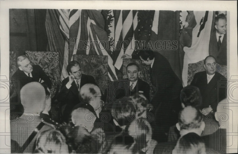 Load image into Gallery viewer, 1954 Press Photo Farewell ceremony at The Big Four Conference - mja79965
