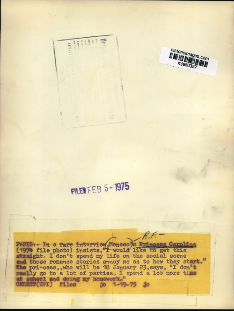 1975 Press Photo Monaco's Princess Caroline During A Rare Interview - mja80357