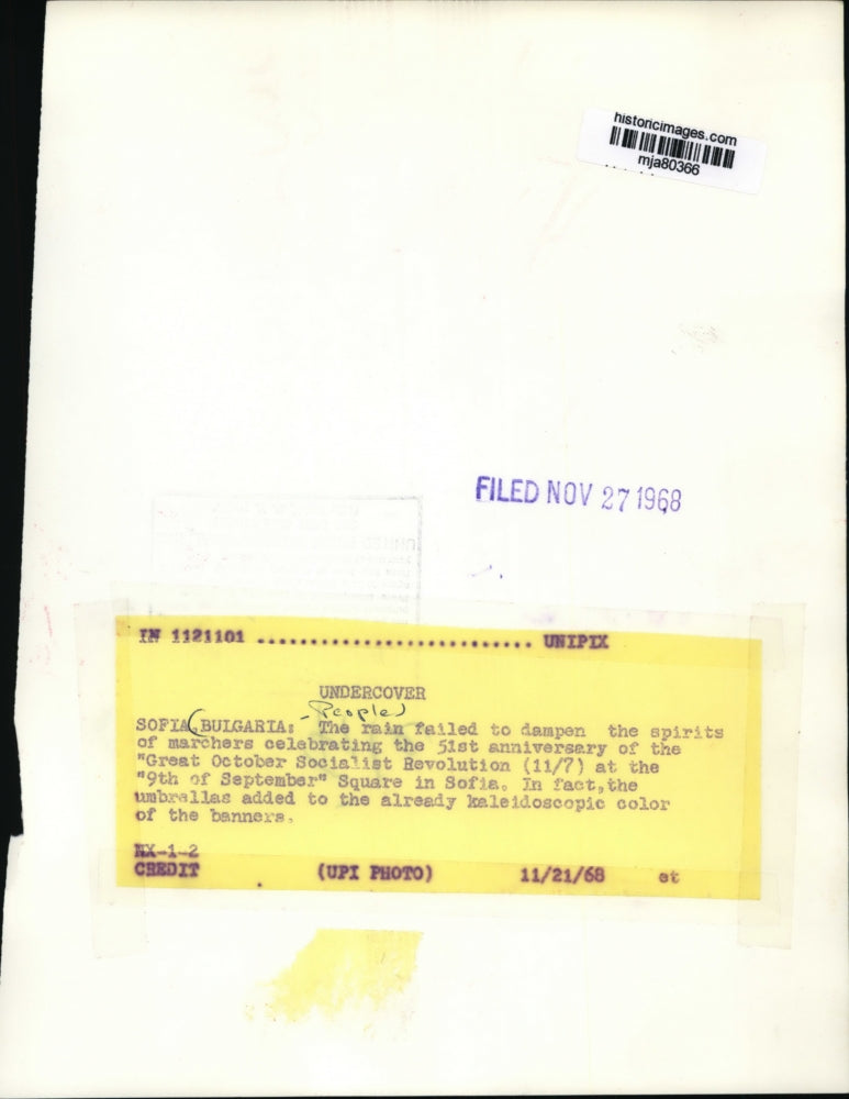 1968 Press Photo "Great October Socialist Revolution" 51st anniversary march