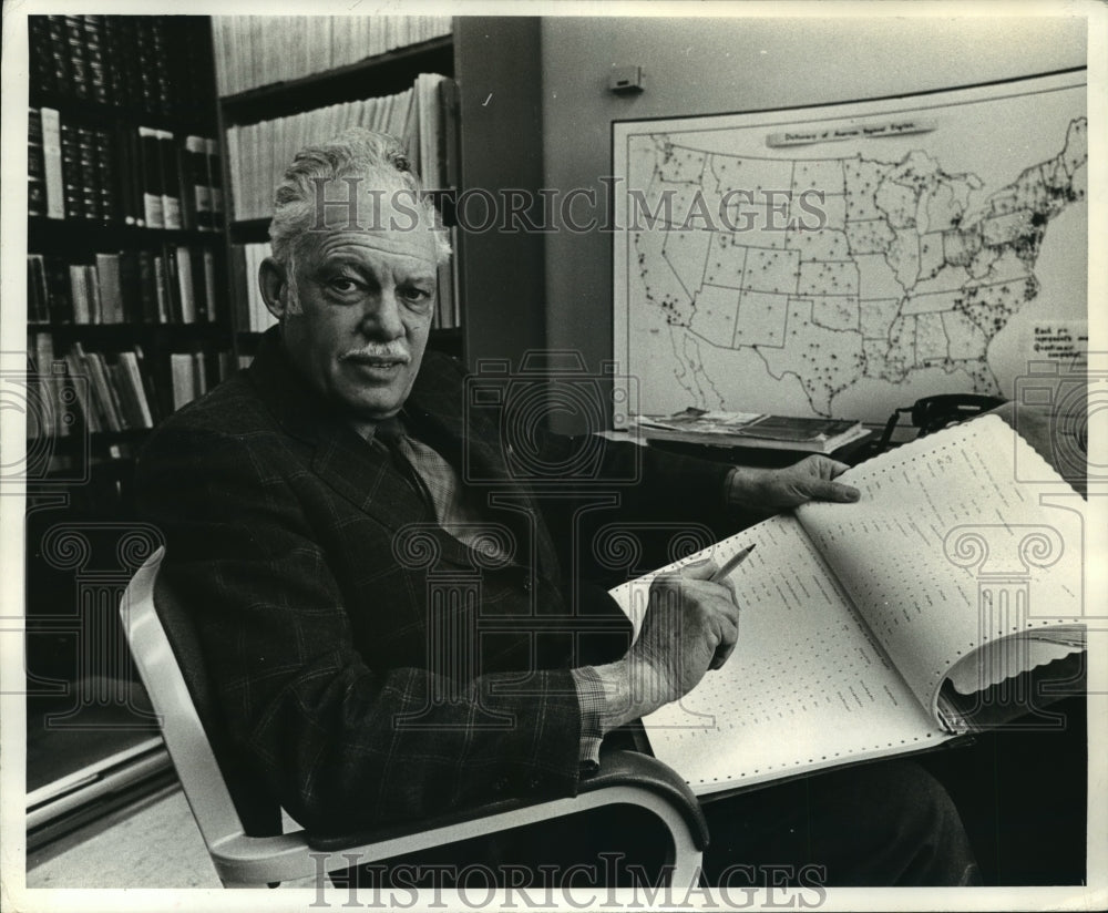 1972 Press Photo Prof. Frederic Cassidy, Collector of Regional Slang, U. of Wis.- Historic Images