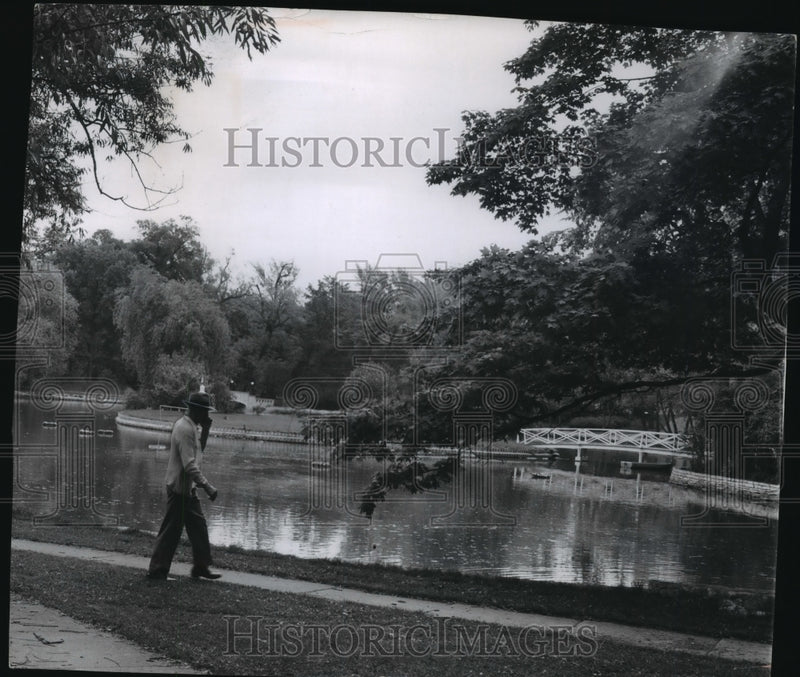 Load image into Gallery viewer, 1955 Press Photo Lagoon at Zablocki Veterans Administration Center, Wisconsin
