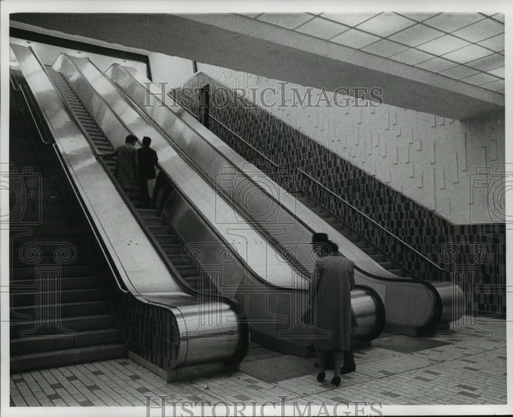1967 Press Photo Metro Station Escalator in Montreal, Canada- Historic Images