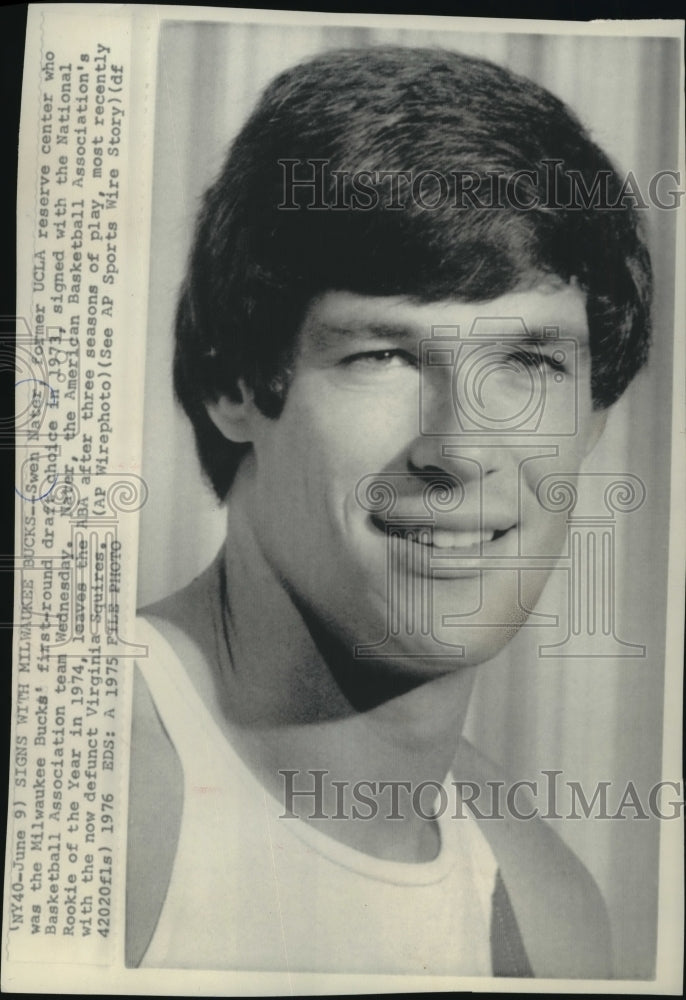 1975 Press Photo Swen Nater, Center of Milwaukee Bucks Basketball Team- Historic Images