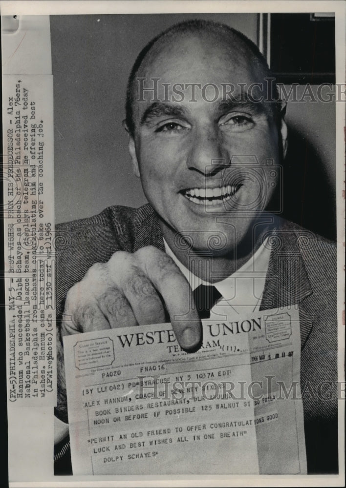 1966 Press Photo new basketball coach for the Philadelphia 76ers, Alex Hannum- Historic Images