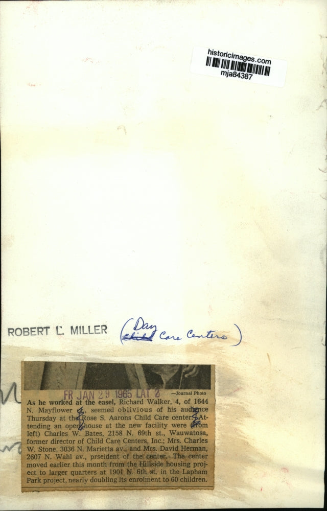 1965 Press Photo Rose S. Aarons Child Care Center Open House, Milwaukee