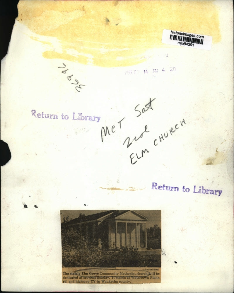 1955 Press Photo Elm Grove Community Methodist church, Waukesha County Wisconsin