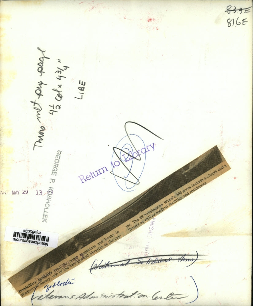 1963 Press Photo Residents at Zablocki Veterans Administration Center, Wisconsin