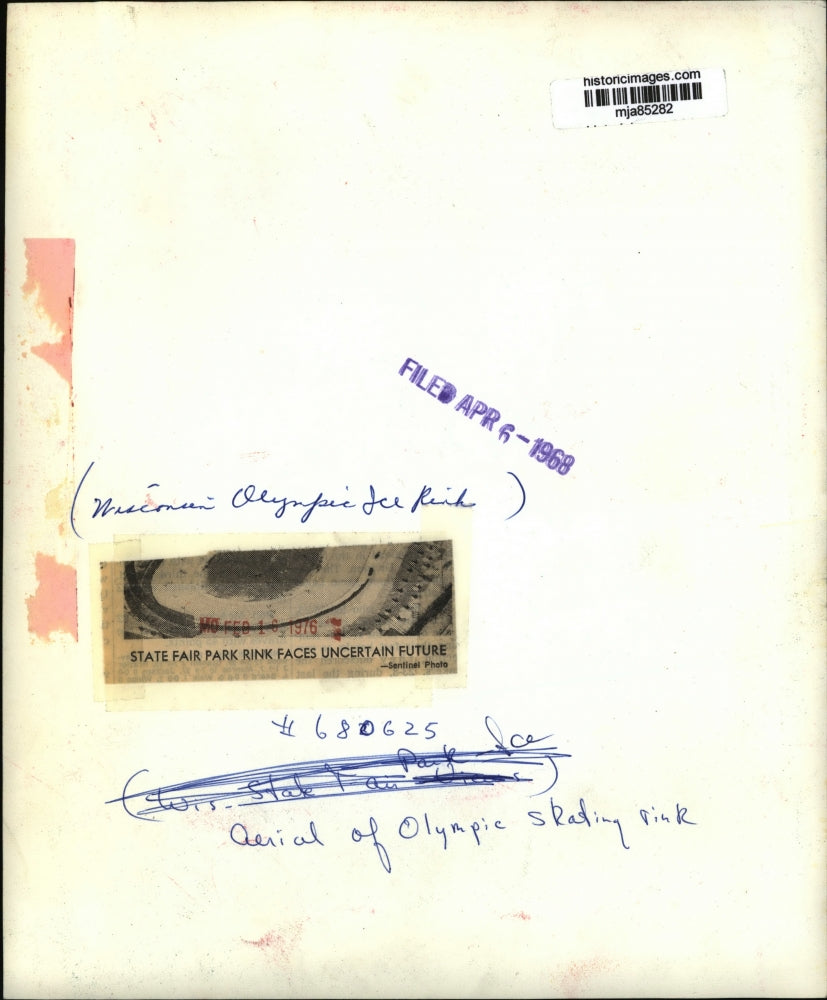 1976 Press Photo Wisconsin Olympic Ice Rink - mja85282