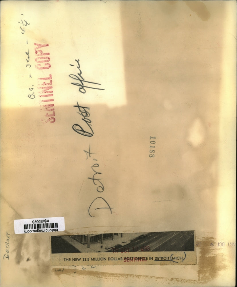 1963 Press Photo Post Office in Detroit, Michigan - mja85678