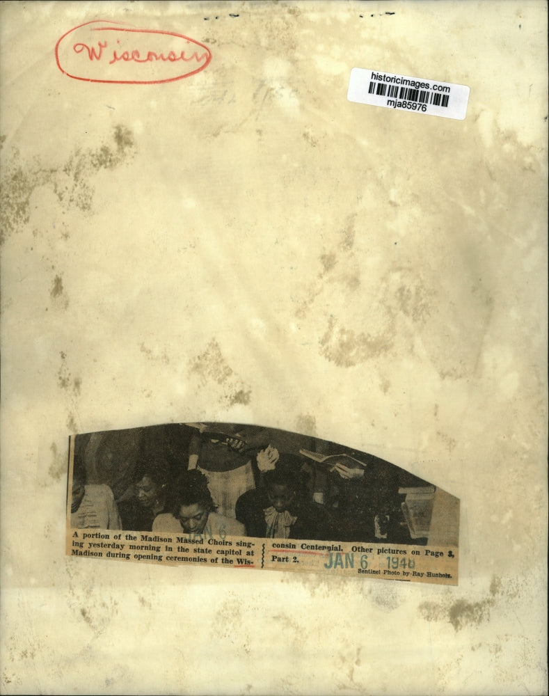 1948 Press Photo Madison Massed Choirs Singing at Wisconsin Centennial