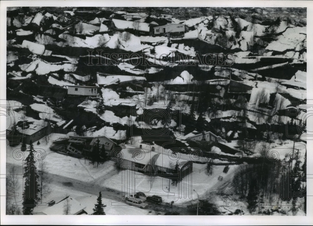 1964 Press Photo Earthquake Damage in Turnagain, Anchorage, Alaksa- Historic Images