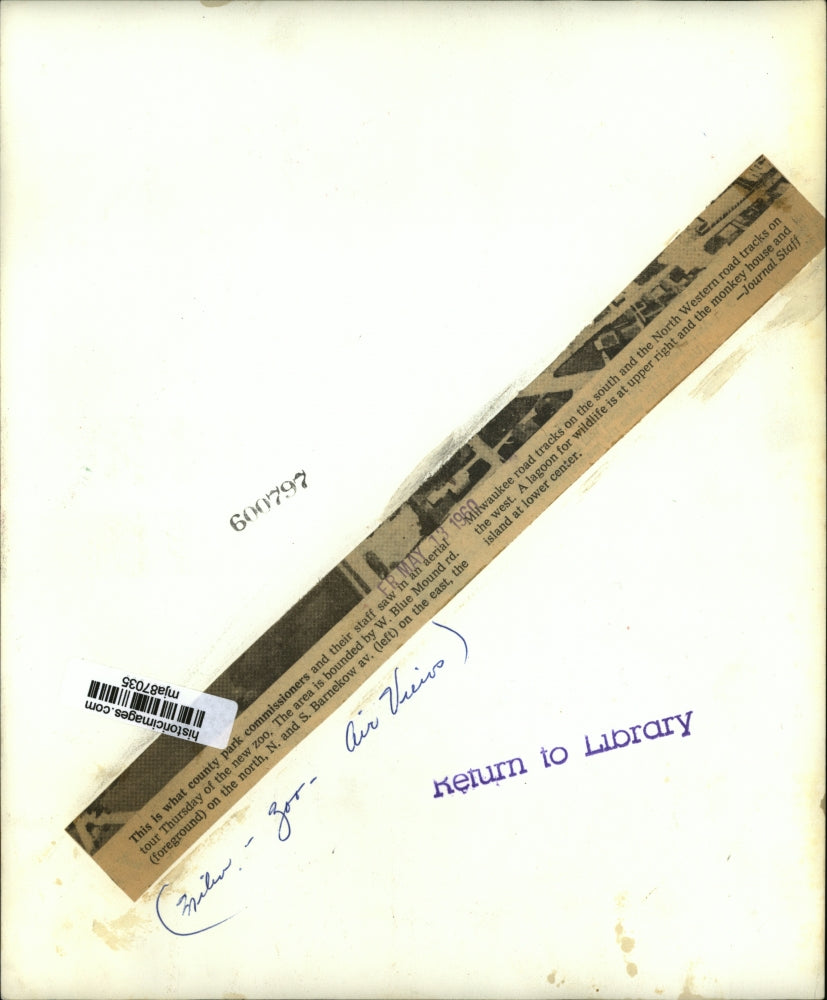 1960 Press Photo Aerial view of the new Milwaukee Zoo - mja87035