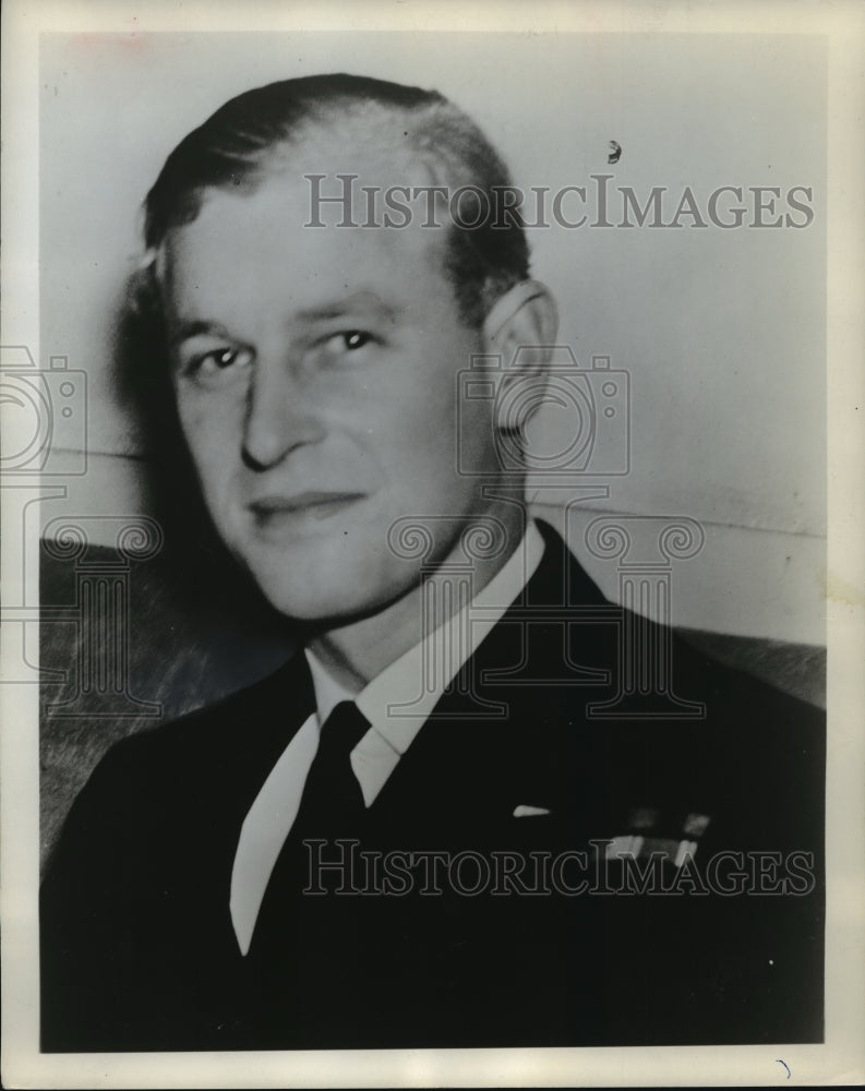 Load image into Gallery viewer, 1957 Press Photo Lt. Philip Mountbatten, Duke of Edinburgh in England
