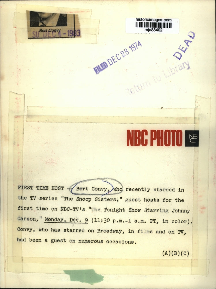 1974 Press Photo Bert Convy, actor - mja88402