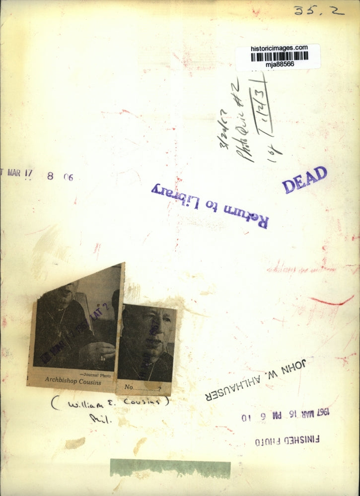 1957 Press Photo Archbishop William E. Cousins of Milwaukee - mja88566