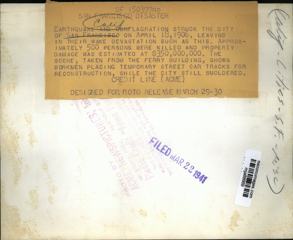 1906 Press Photo San Francisco still smoldering after devastating earthquake.