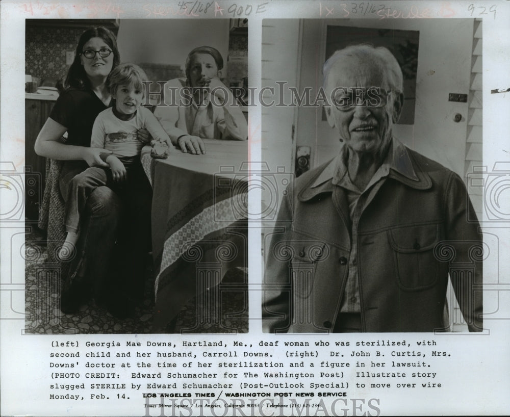 1977 Press Photo Georgia Mae Downs &amp; Dr. John B. Curtis of Sterilization Lawsuit- Historic Images