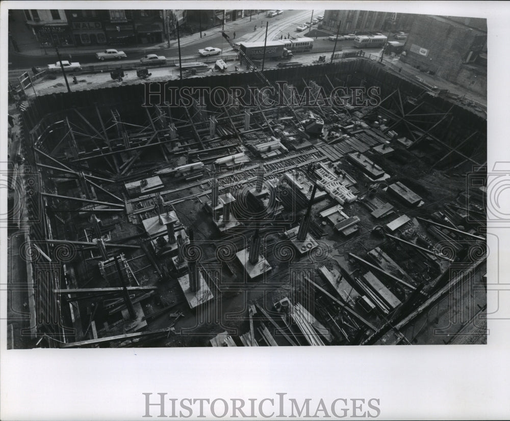 1960 Press Photo Building materials fill a building construction site