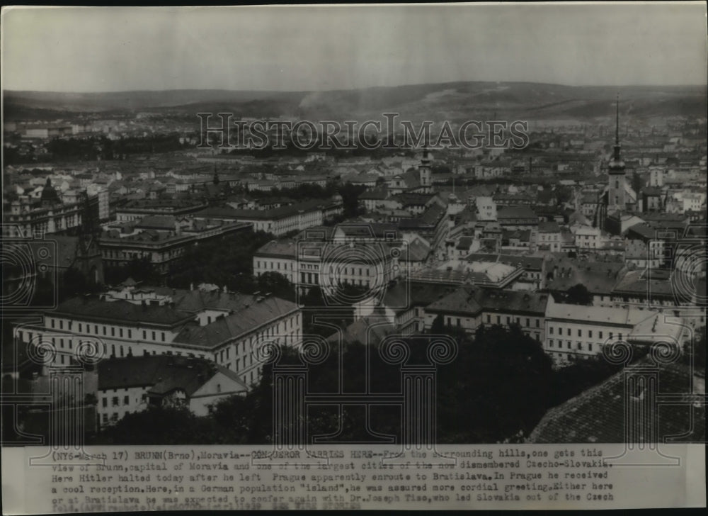 1939 Press Photo View of Brunn, Moravia from hills during Hitler's visit