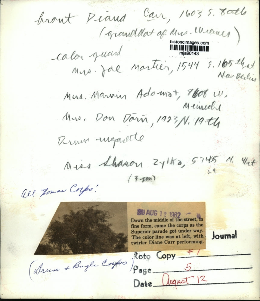 1962 Press Photo Twirler Diane Carr, Superior Parade - mja90143