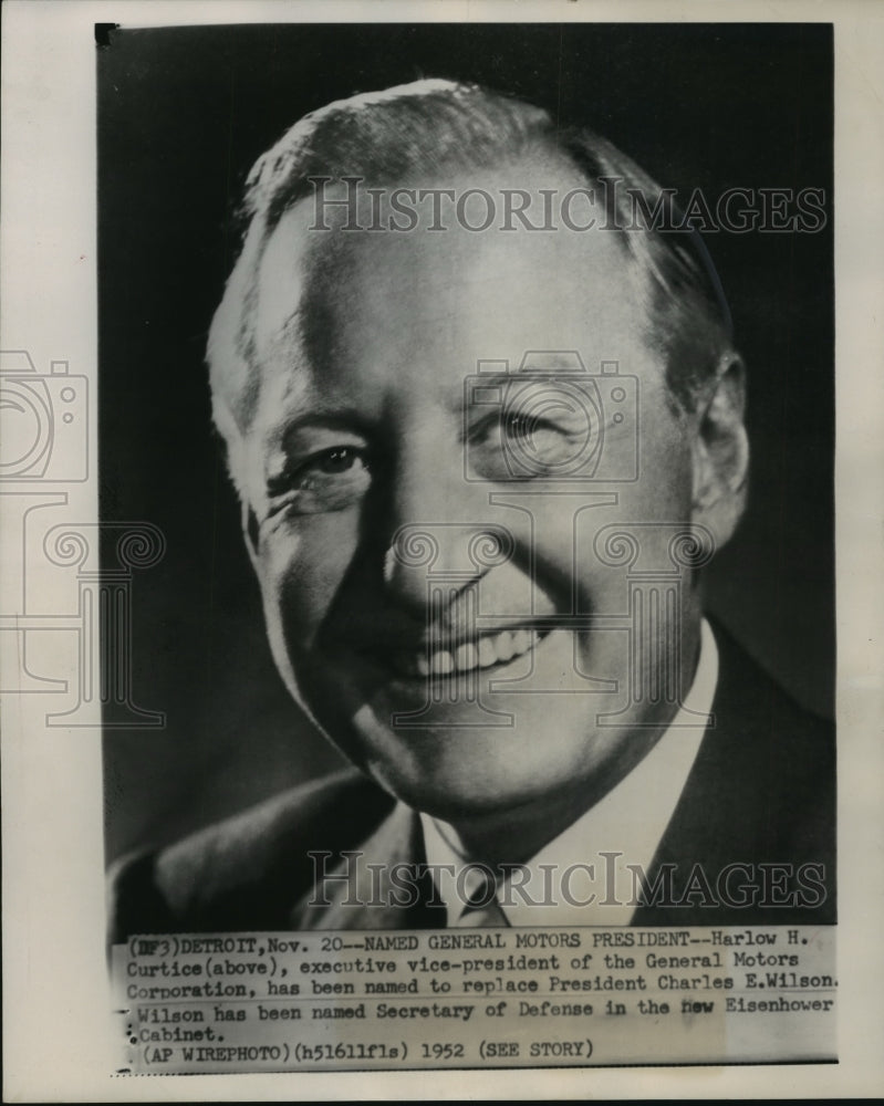 1952 Press Photo Harlow H. Curtice, new President of General Motors Corporation- Historic Images