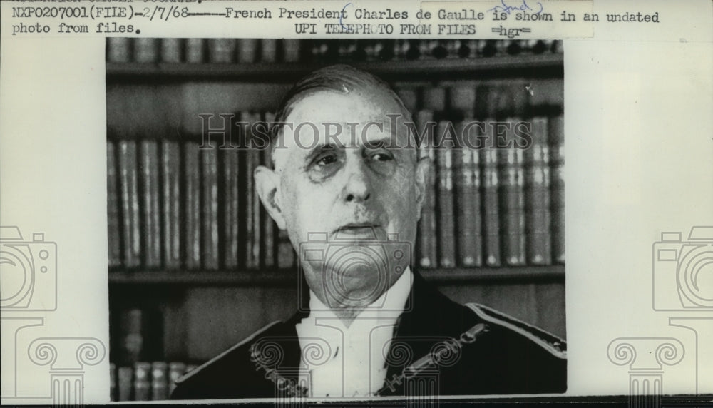 1968 Press Photo French President Charles de Gaulle - mja90761