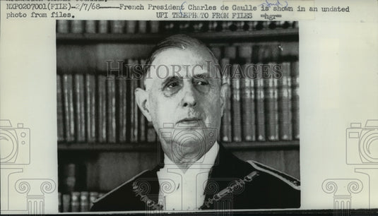1968 Press Photo French President Charles de Gaulle - mja90761