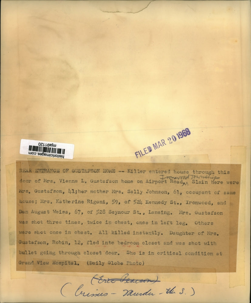 1968 Press Photo Rear Entrance of Gustafson Home - mja91120