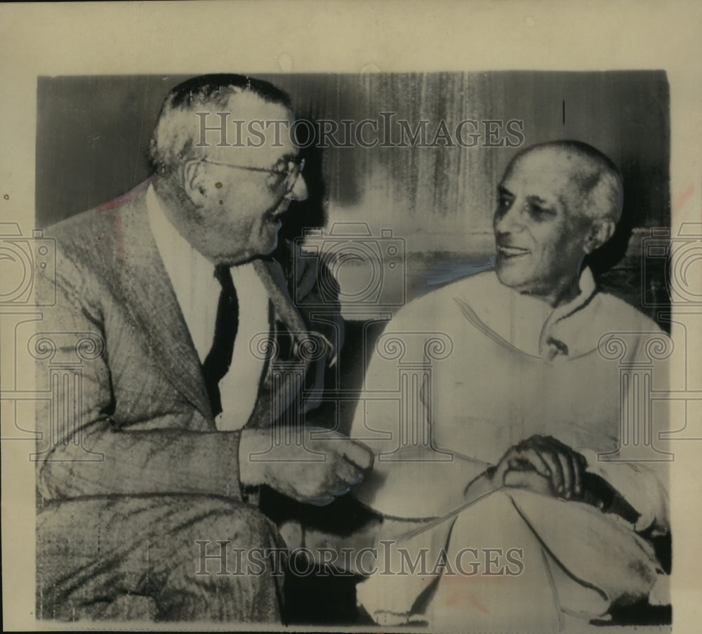 1953 Press Photo John Foster Dulles Meets with India's Prime Minister Nehru