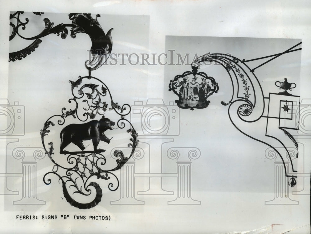 1964 Press Photo Sign of laughing bear and the three kings in Bern, Switzerland