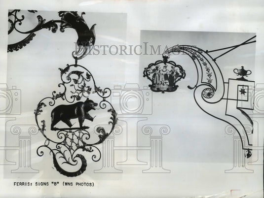 1964 Press Photo Sign of laughing bear and the three kings in Bern, Switzerland