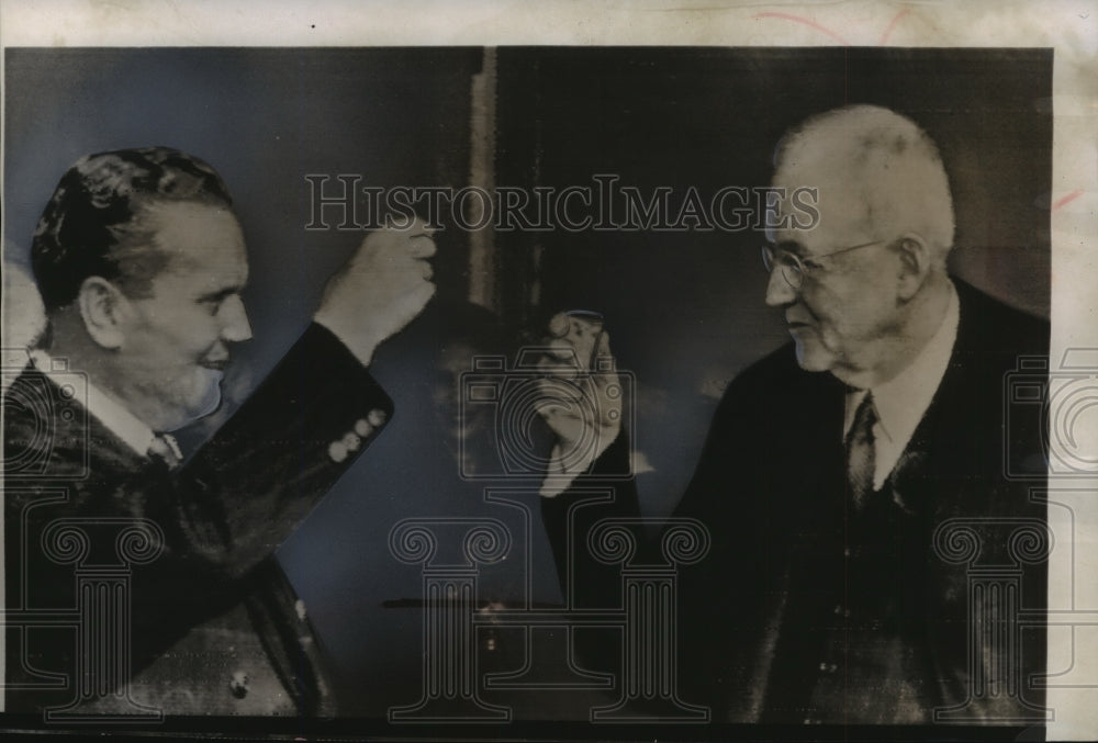 1965 Press Photo John Foster Dulles and Yugoslavia&#39;s President Tito, Brioni- Historic Images