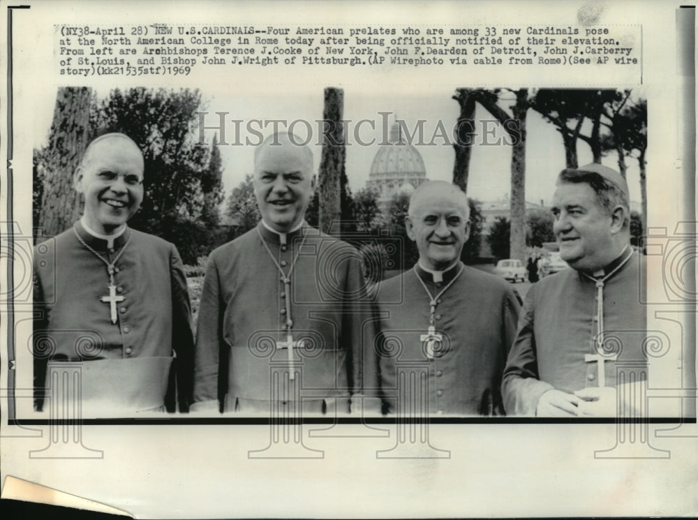 1969 Press Photo Four new United States cardinals, North American College, Rome- Historic Images