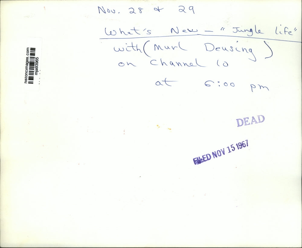 1967 Press Photo Show What's New-"Jungle Life" with Murl Deusing - mja93965