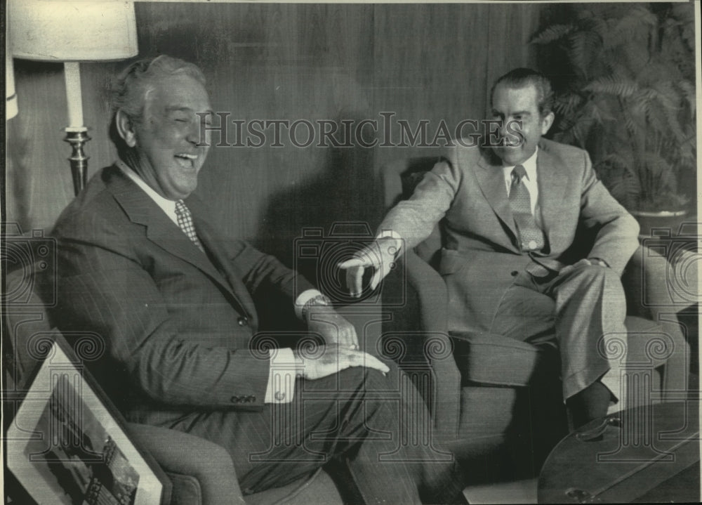 1972 Press Photo Richard Nixon and John Connally laugh at a story about India- Historic Images