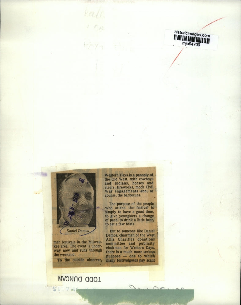 1978 Press Photo Daniel Demos, Chairman of the West Allis Charities, Wisconsin