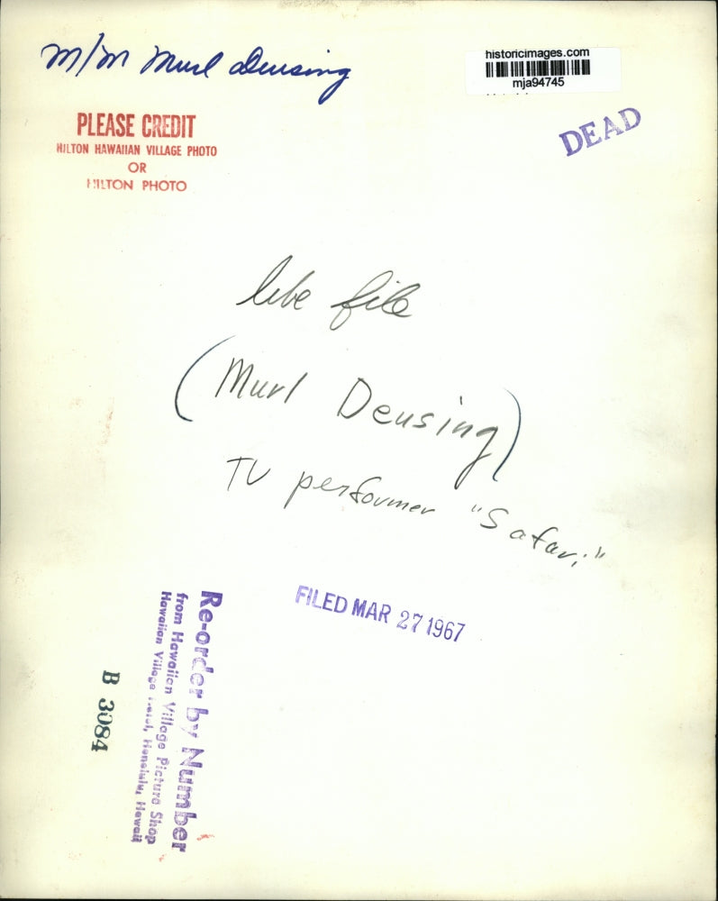 1967 Press Photo Mr. and Mrs. Murl Deusing, TV performer "So far" - mja94745