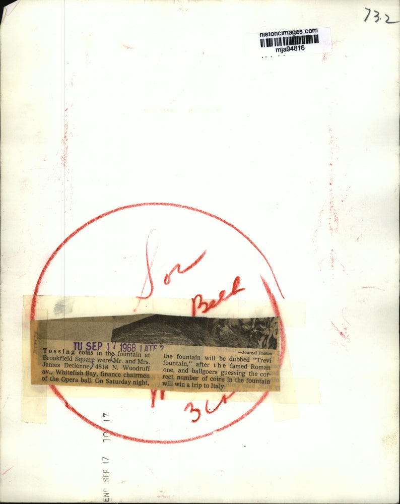 1968 Press Photo Mr. and Mrs. James Detienne at the Opera ball, Wisconsin