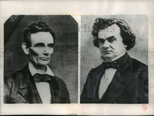 1958 Press Photo Photographs of Abraham Lincoln and Stephen Douglas - mja95079- Historic Images