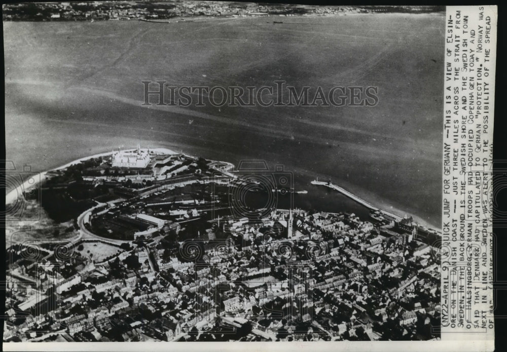 1940 Press Photo Elsinore on the Danish coast across from Halsingborg, Sweden- Historic Images