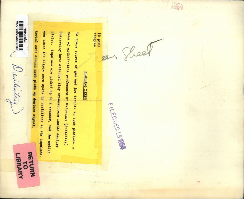 1964 Press Photo Orthodontics Professors at Melbourne University in Australia