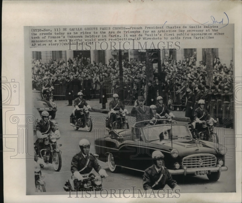 1965 Press Photo Armistice Day ceremony at the tomb of France&#39;s Unknown Soldier- Historic Images