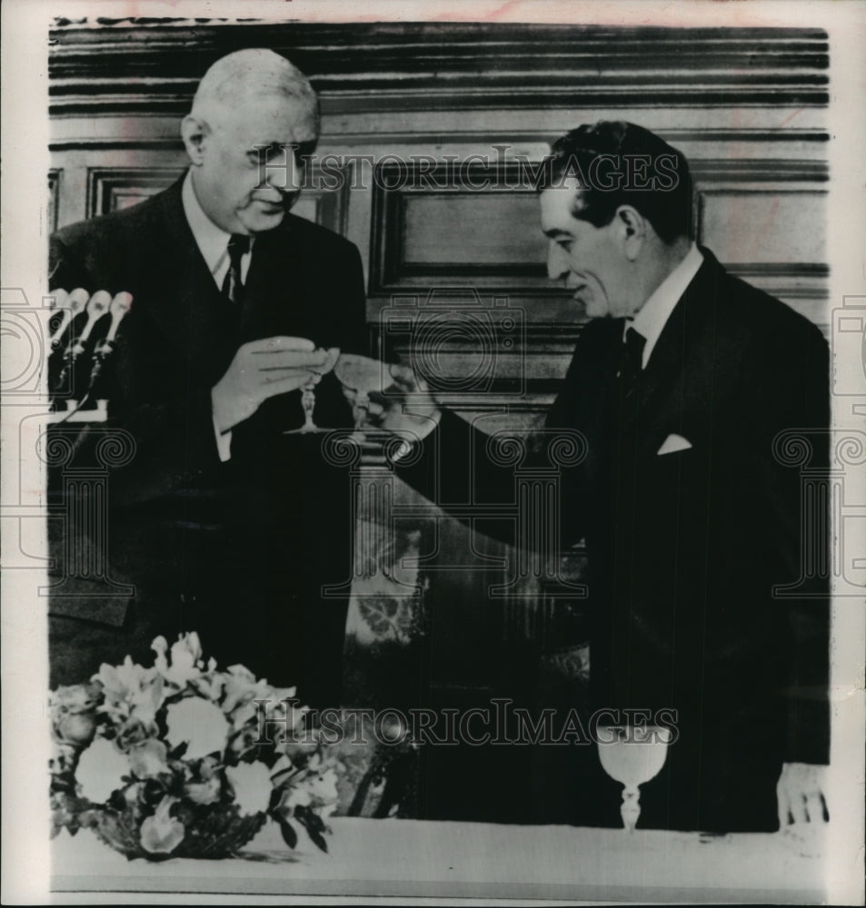 1964 Press Photo Presidents de Gaulle and Lopez Mateos Toast in Mexico City- Historic Images