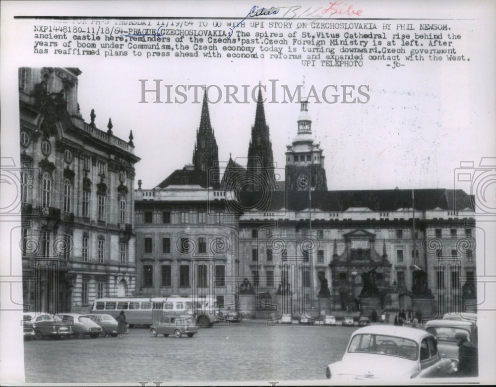 1964 Press Photo Saint Vitus Cathedral spires in Prague - mja95783