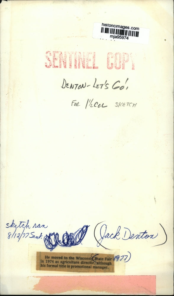 1977 Press Photo Jack Denton, agriculture director at Wisconsin State Fair