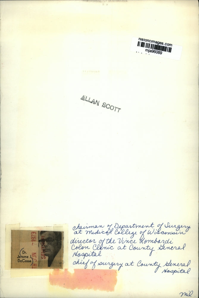 1973 Press Photo Dr. Jerome DeCosse Surgery Department Chairman at College of WI