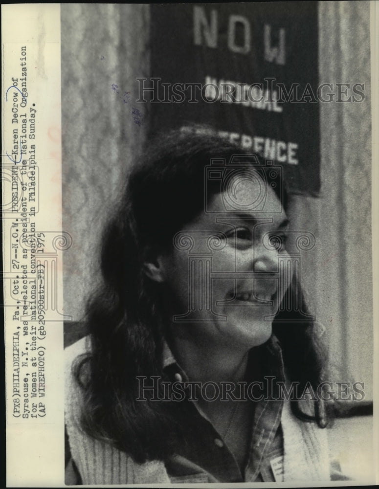 Load image into Gallery viewer, 1975 Press Photo Karen DeCrow After Being Re-elected President of N.O.W.
